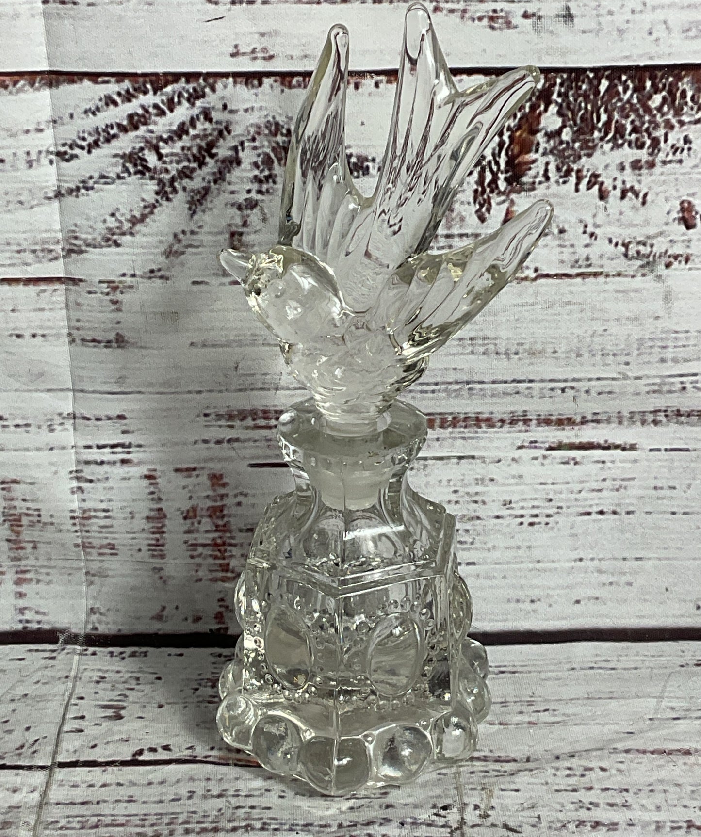 Vintage Glass Bird Footed Perfume Bottle Clear