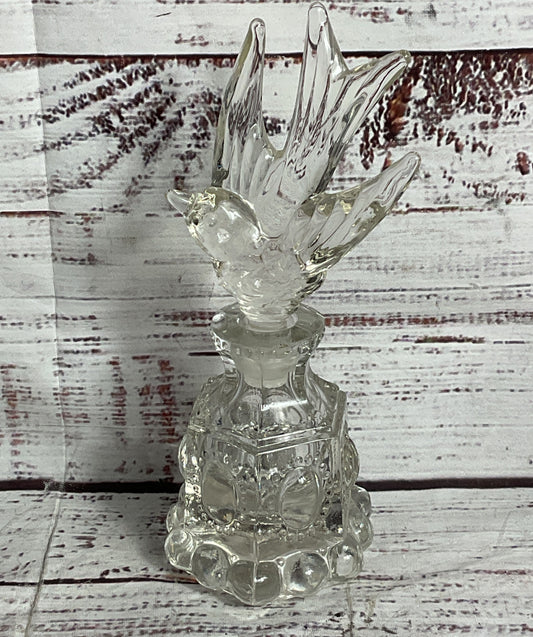 Vintage Glass Bird Footed Perfume Bottle Clear