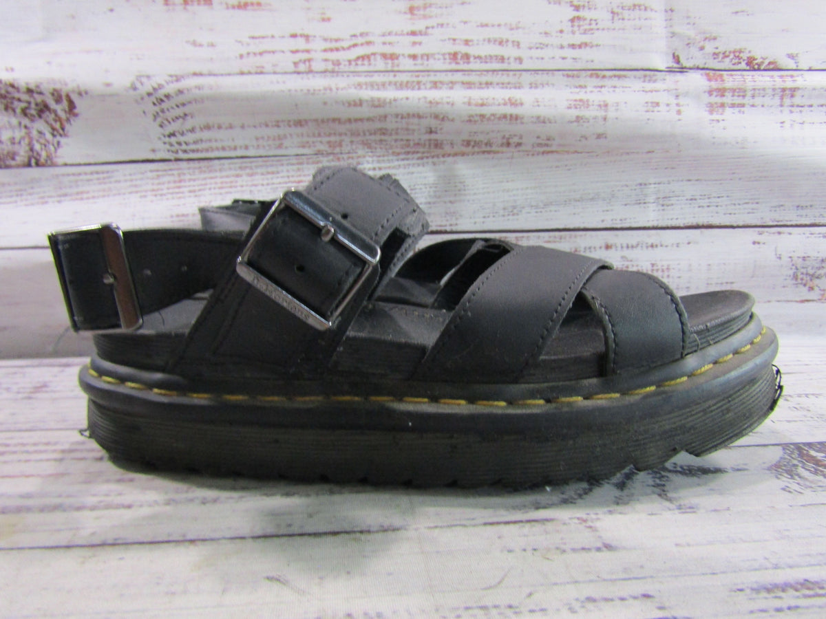 Dr. Martens Voss II Women's Black Leather Platform Sandals Size 8