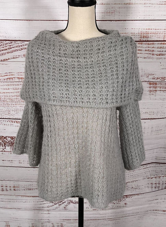 Robert Rodriguez Fold Over Cowl Neck 3/4 Sleeve Sweater Gray S