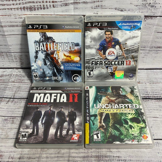 Lot 4 Sony Playstation 3 Games FIFA 13 Battlefield 4 Uncharted Mafia 2+Manuals