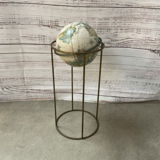 VTG Replogle World Classics 12" Globe In 28" Brass Stand Paul McCobb MCM