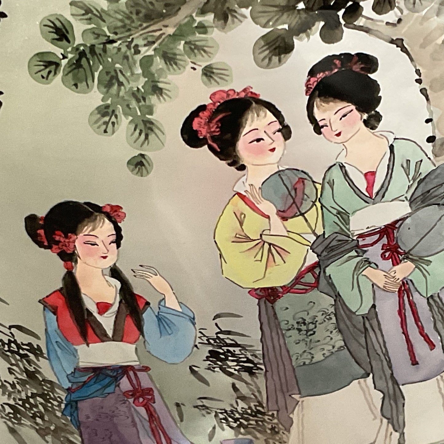 VTG./ANTIQUE Japanese Frosted Glass Reverse Hand Painted Bottle- 8.5"