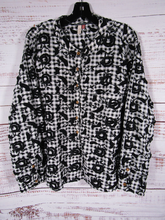 by Anthropologie Pilcro The Whitney Women's Black & White Trapeze Shirt Size XL