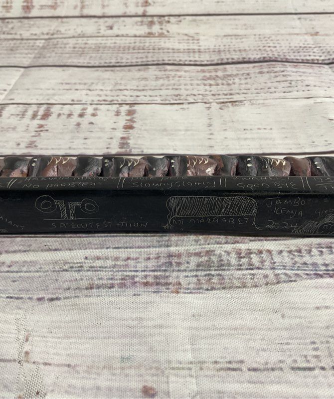 Figurine Row Of Seven Elephants Hand Carved Soapstone Carving Vintage African