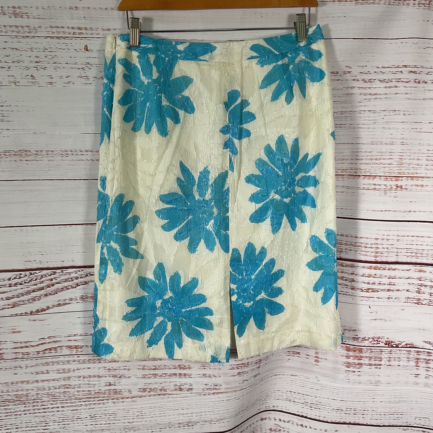 Milly Of New York White Blue Flora Pattern Skirt - Size 10
