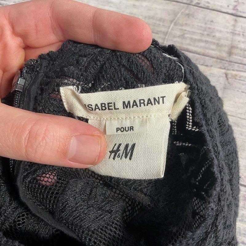 Isabel Marant X H&M Black Cotton Blend Lace L/S Back Zip Blouse - Size 6