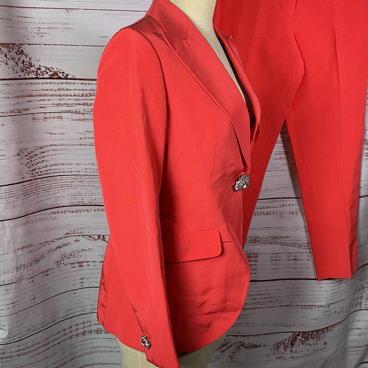 ESCADA Women's Coral Rhinestone Accents Suit- SZ 38/ 8 US