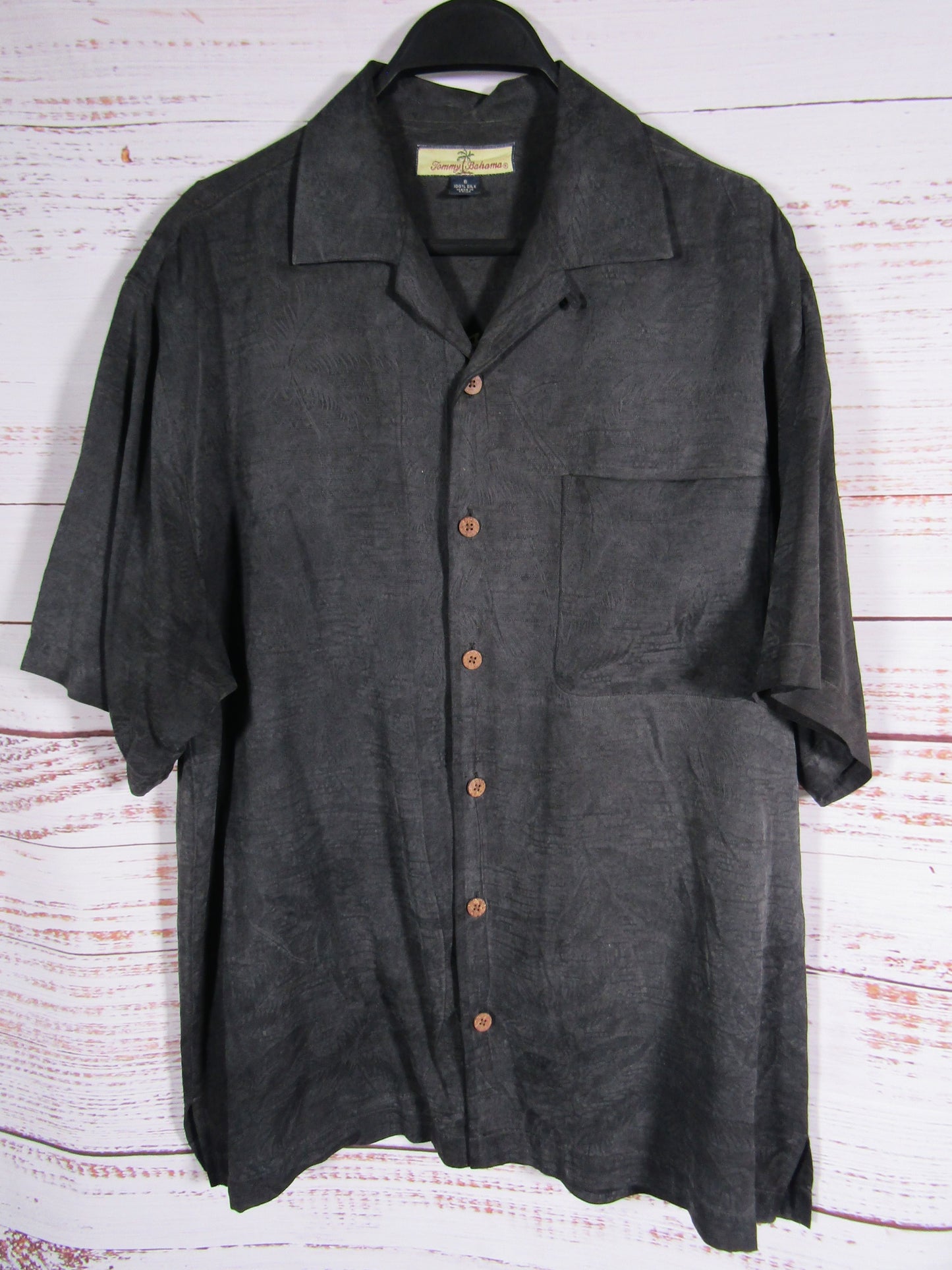 Tommy Bahama Martinis & Bikinis Men's Dark Gray Short Sleeve Button Down Shirt