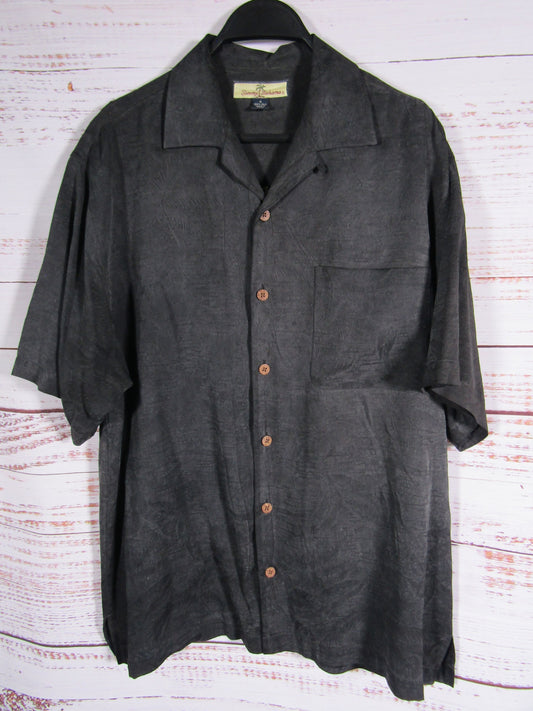 Tommy Bahama Martinis & Bikinis Men's Dark Gray Short Sleeve Button Down Shirt