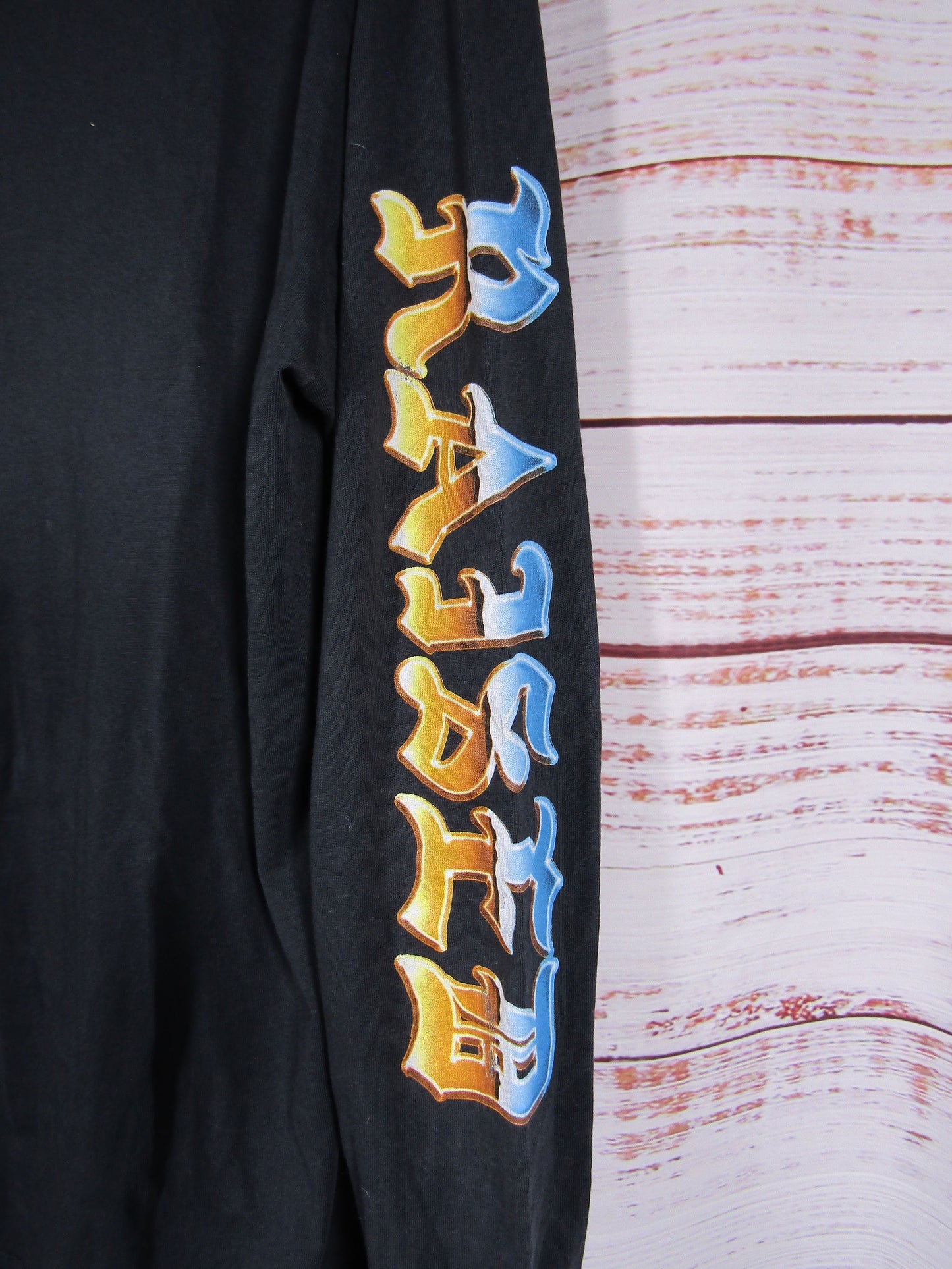 Born x Raised Men's Distressed Black Cotton Long Sleeve T-Shirt Size S