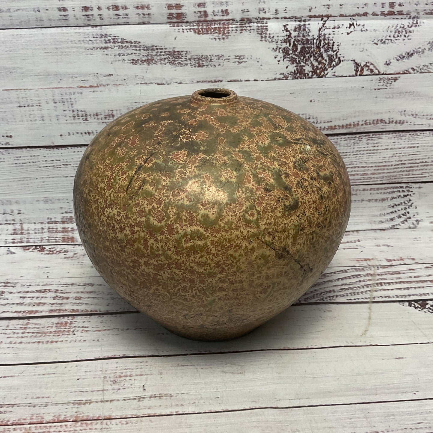 Nagata Red Green Copper Japanese Studio Pottery Ceramic 8"