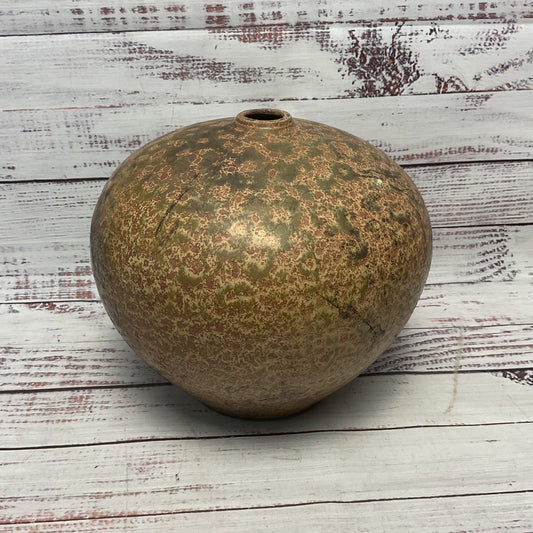 Nagata Red Green Copper Japanese Studio Pottery Ceramic 8"