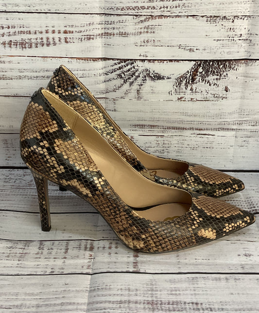 Sam Edelman Leather Hazel Snakeskin Embossed Heels Brown 8