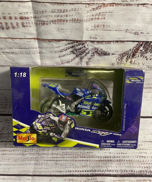 Maisto 1:18 Honda RCV Motogp 2004 Telefonica Movistar Colin Edwards Diecast