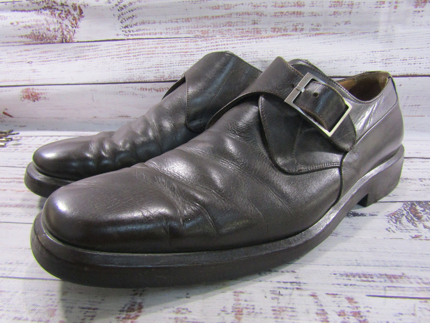 Bally Terni Men's Brown Leather Monk Strap Loafers Size 11 Made in Italy