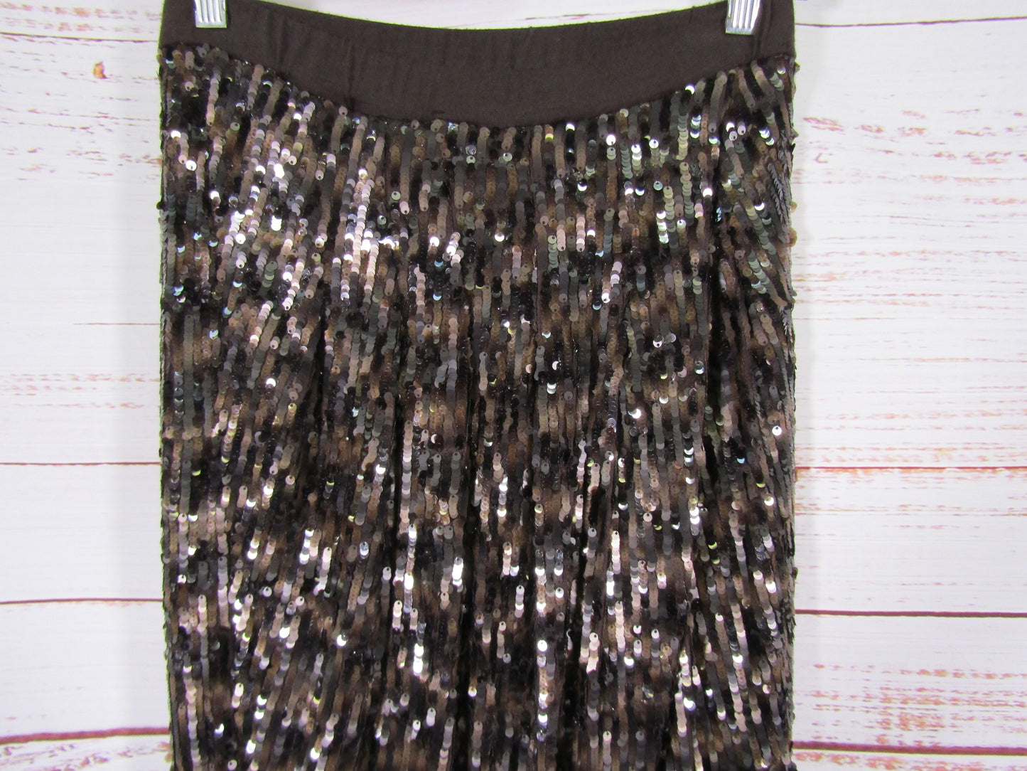 Le Superbe Take It Easy Women's Brown Sequin Tulip Skirt Size 4