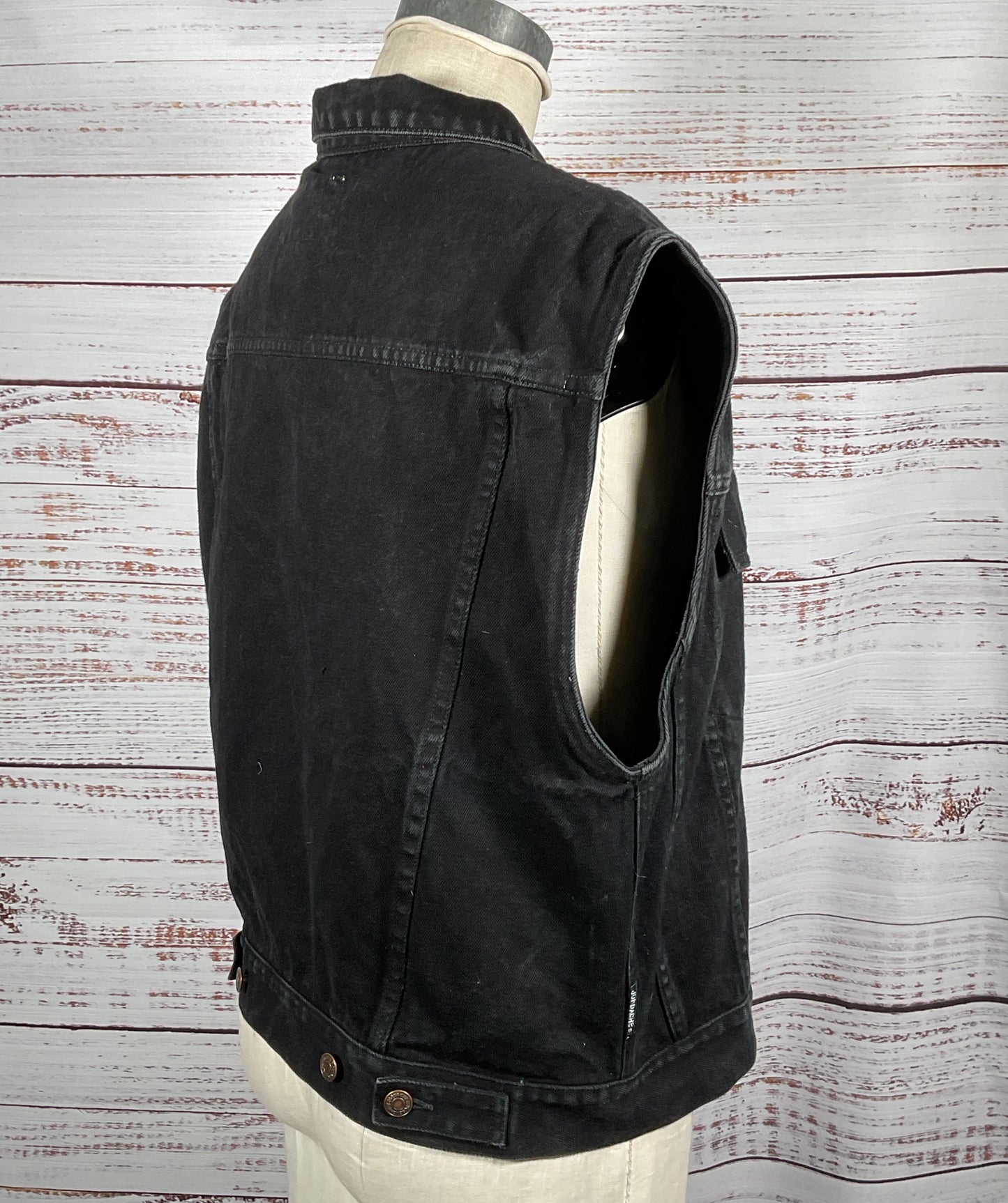 Jordache Sleeveless Denim Jacket Black Large