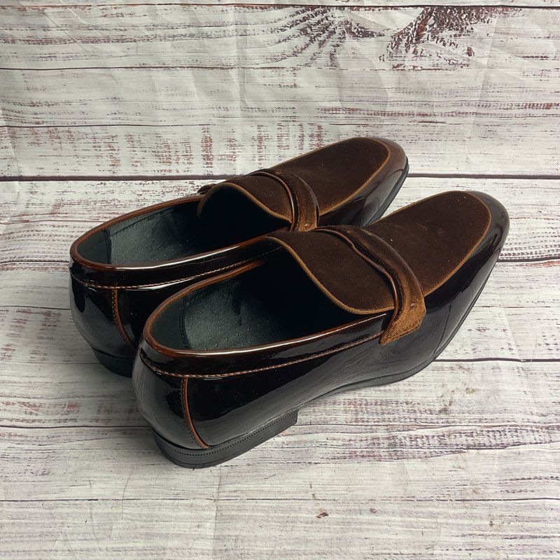 Stacy Adams Spratley Moc-Toe Brown Patent Leather Loafer Dress Shoe Men's sz 12