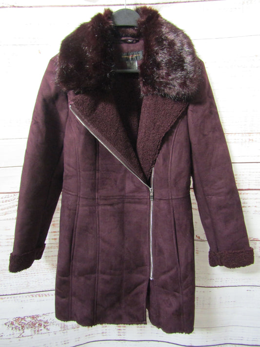 Donna Karan Women's Purple Faux Fur Coat Size XS