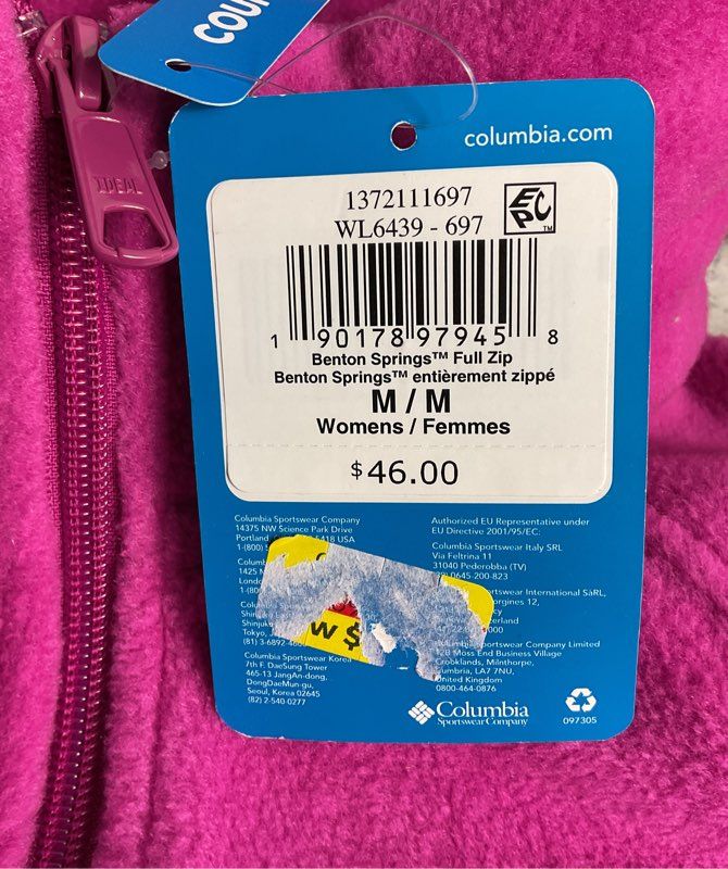 Columbia Women's Benton Springs Full Zip Fleece Jacket Pink M