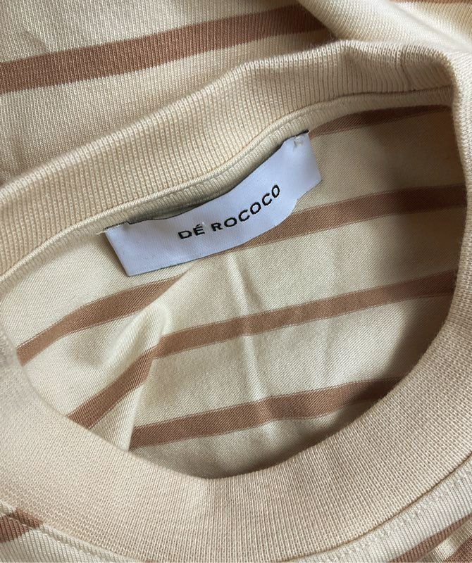 De Rococo Oversized Striped Short Sleeve Shirt Beige XS