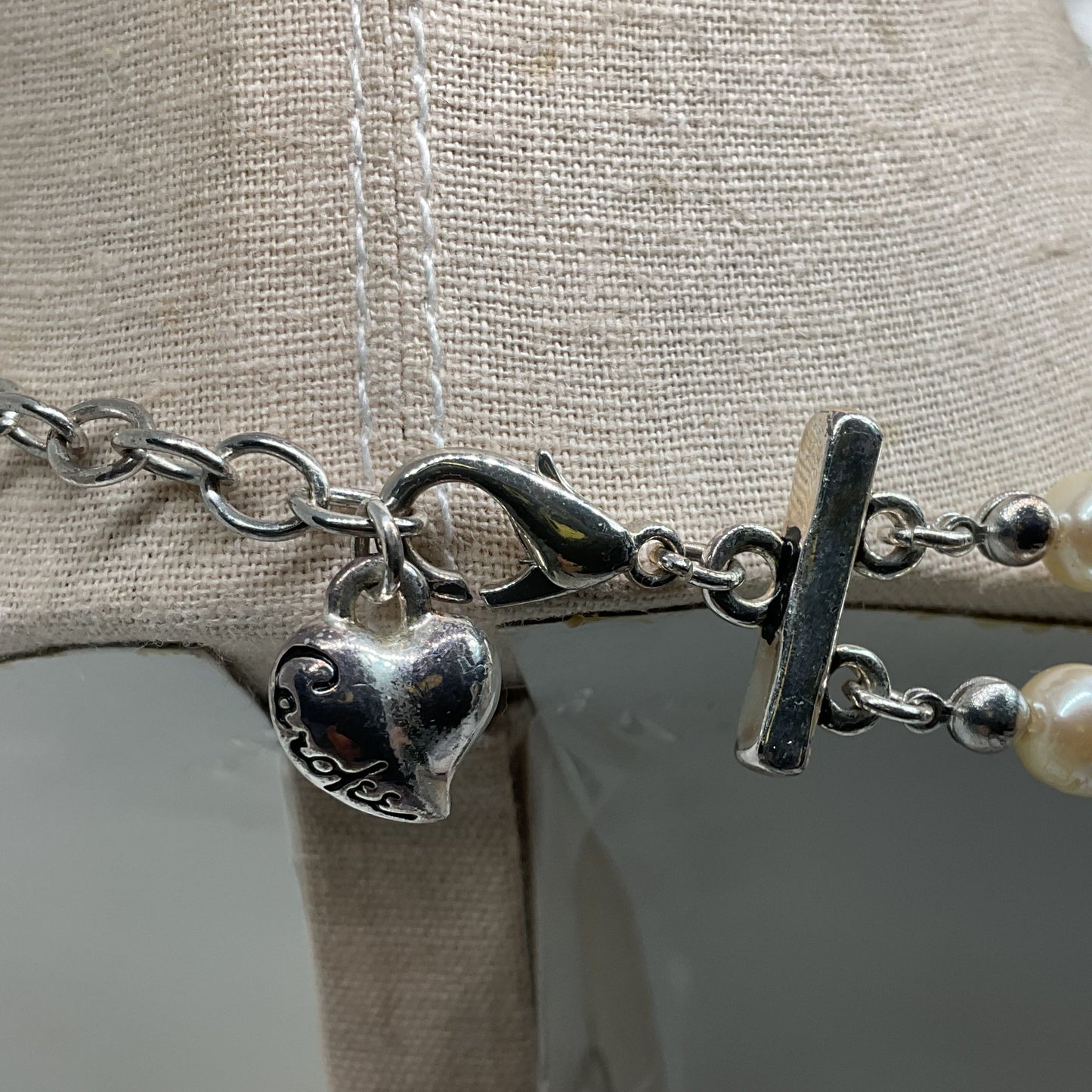 CAROLEE Silver Tone & Faux Pearl 2 Strand Necklace- 17"