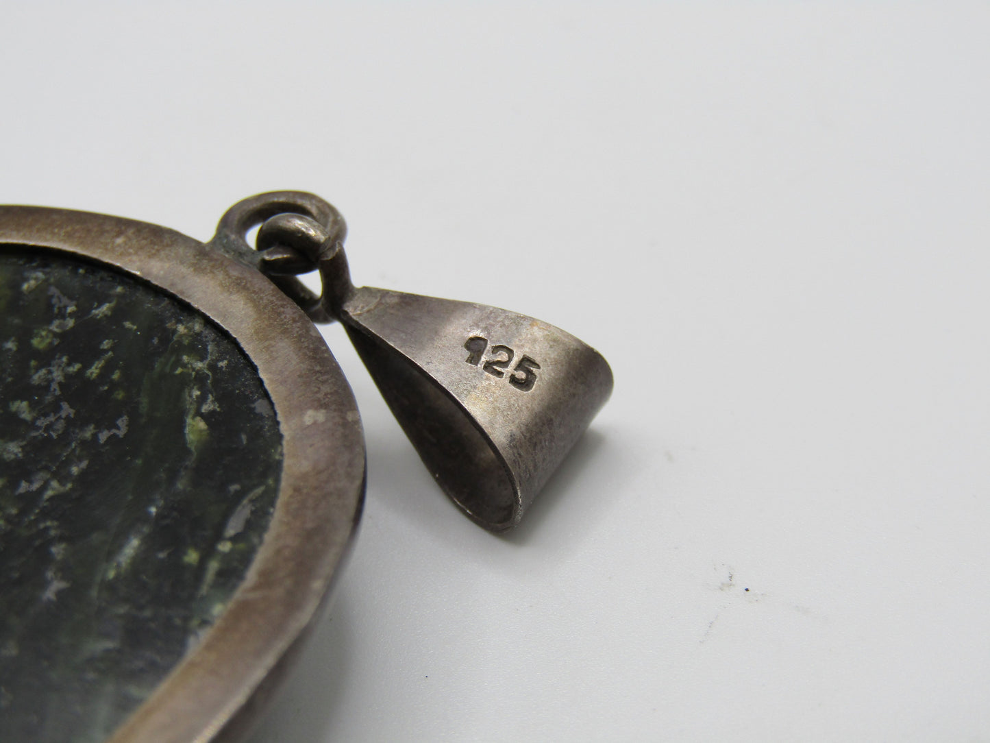 Vintage Sterling Silver Moss Agate Pendant
