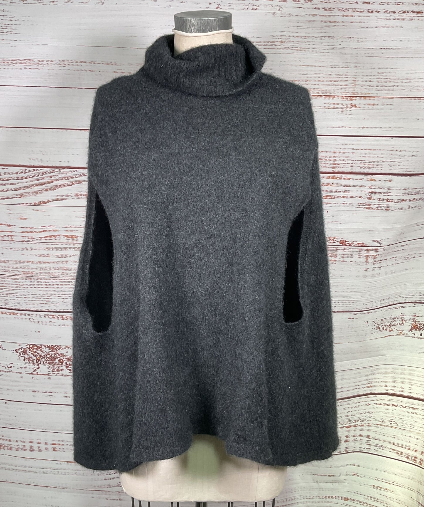 Noble Wilde Possum Fur Blend Turtleneck Sweater Gray OS