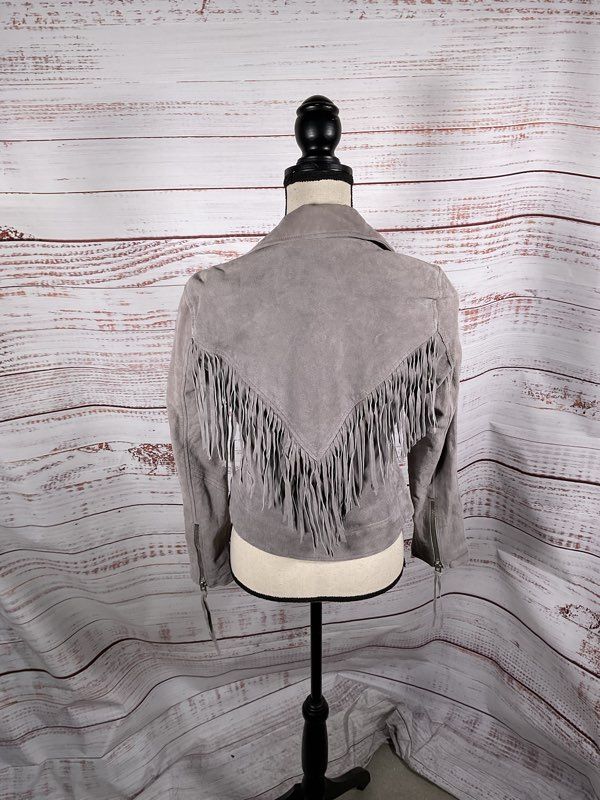 Blank NYC Women's Grey Suede Leather Biker Jacket Size S