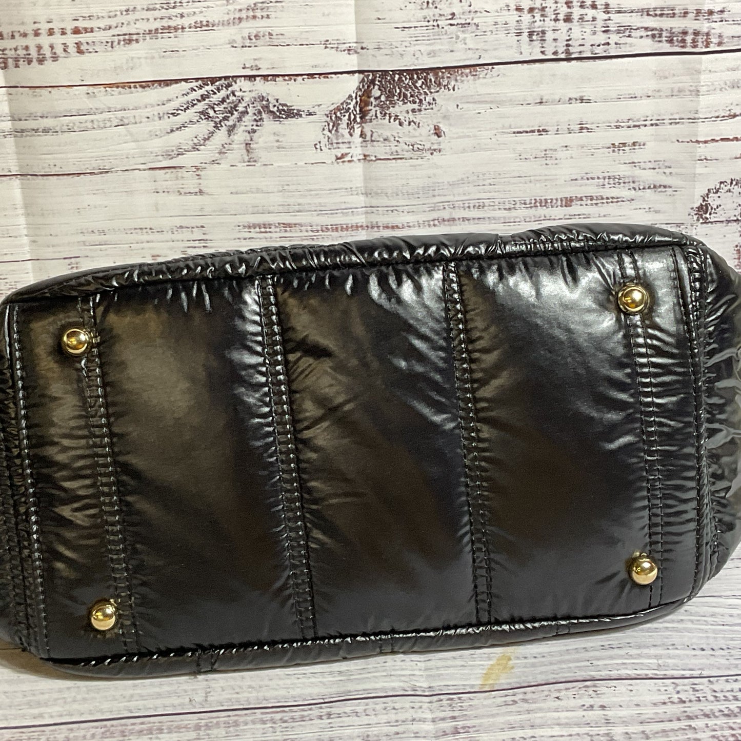 NWT ELLEN TRACY The Teagan Black Patent Puffer Quilted Nylon Hobo Crossbody