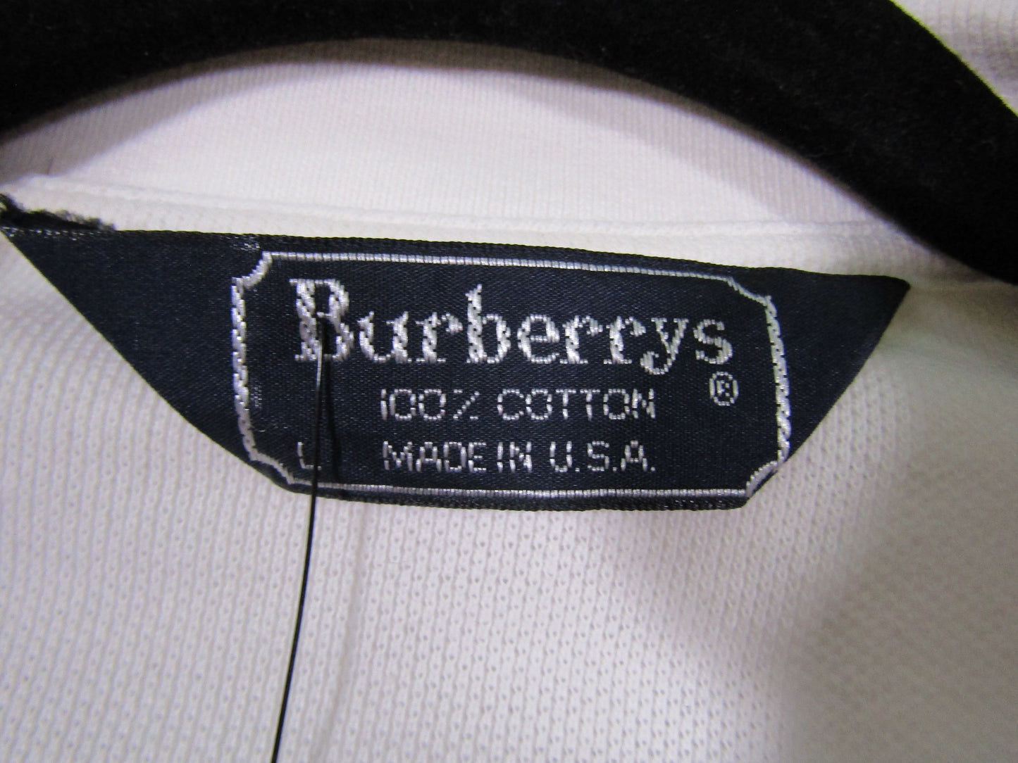 Vintage Burberrys Men's White Cotton Embroidered Polo Shirt Size L