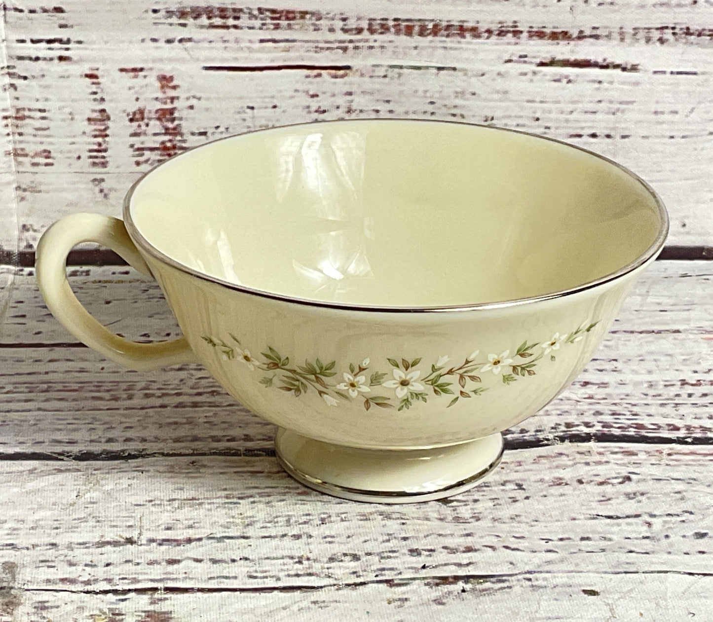 Lenox China Brookdale Floral Trim Set of 6 Tea Cups Ivory