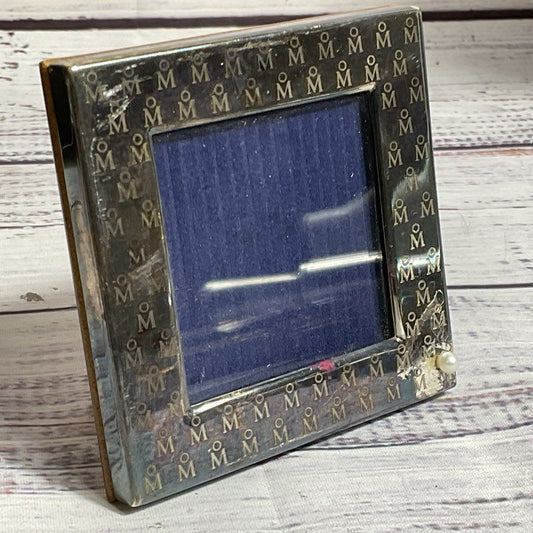 MIKIMOTO Logo Sterling Silver Wood Back Picture Frame- HOLDS 2"X2" PHOTO