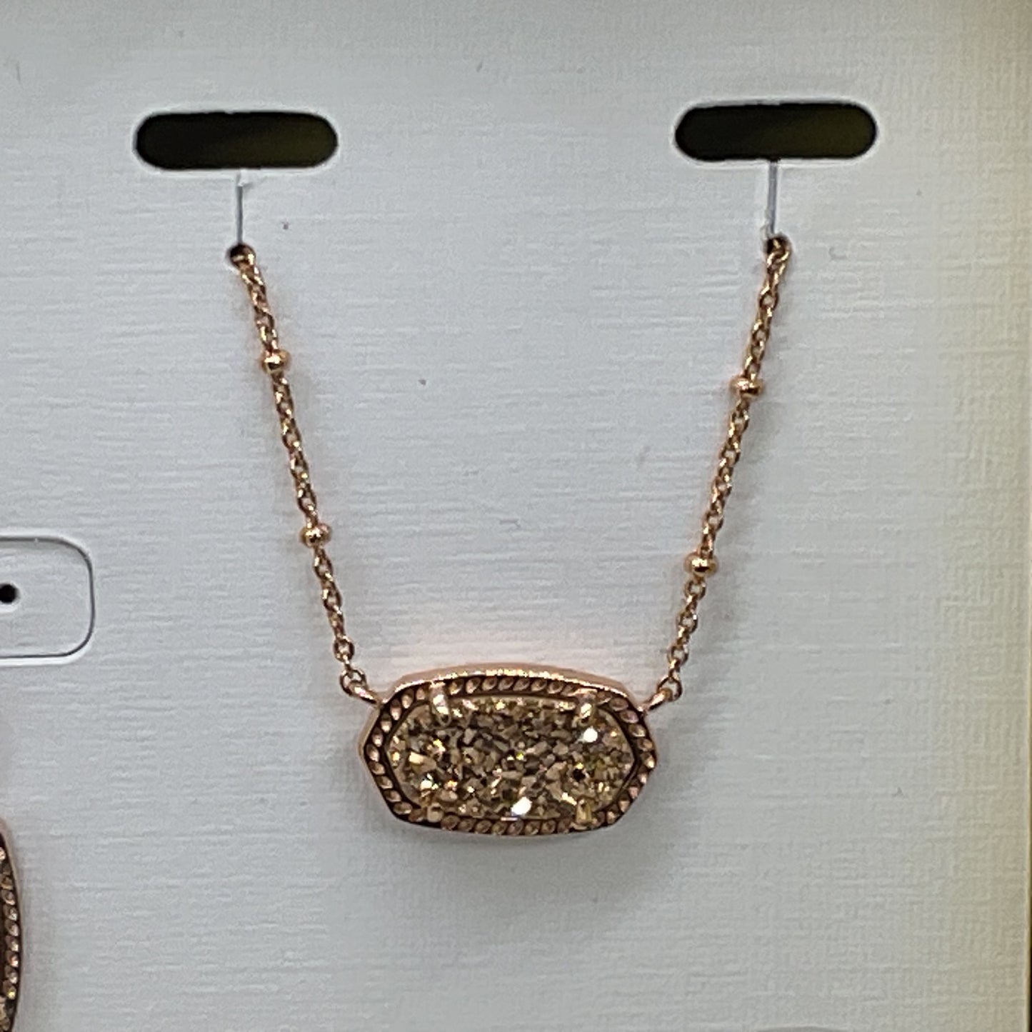 NEW KENDRA SCOTT Rose Gold Elisa Drusy Necklace and Lee Drusy Earring Set