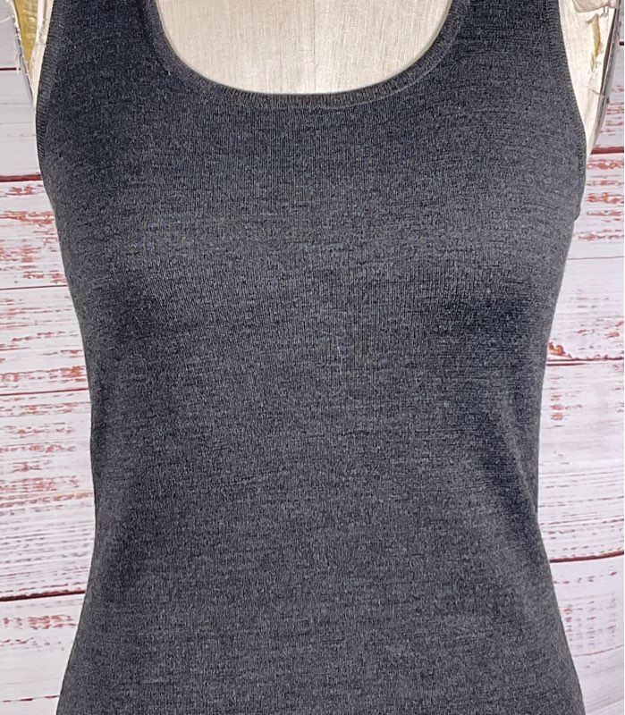 St. John Knit Sleeveless Tank Top Charcoal Gray P