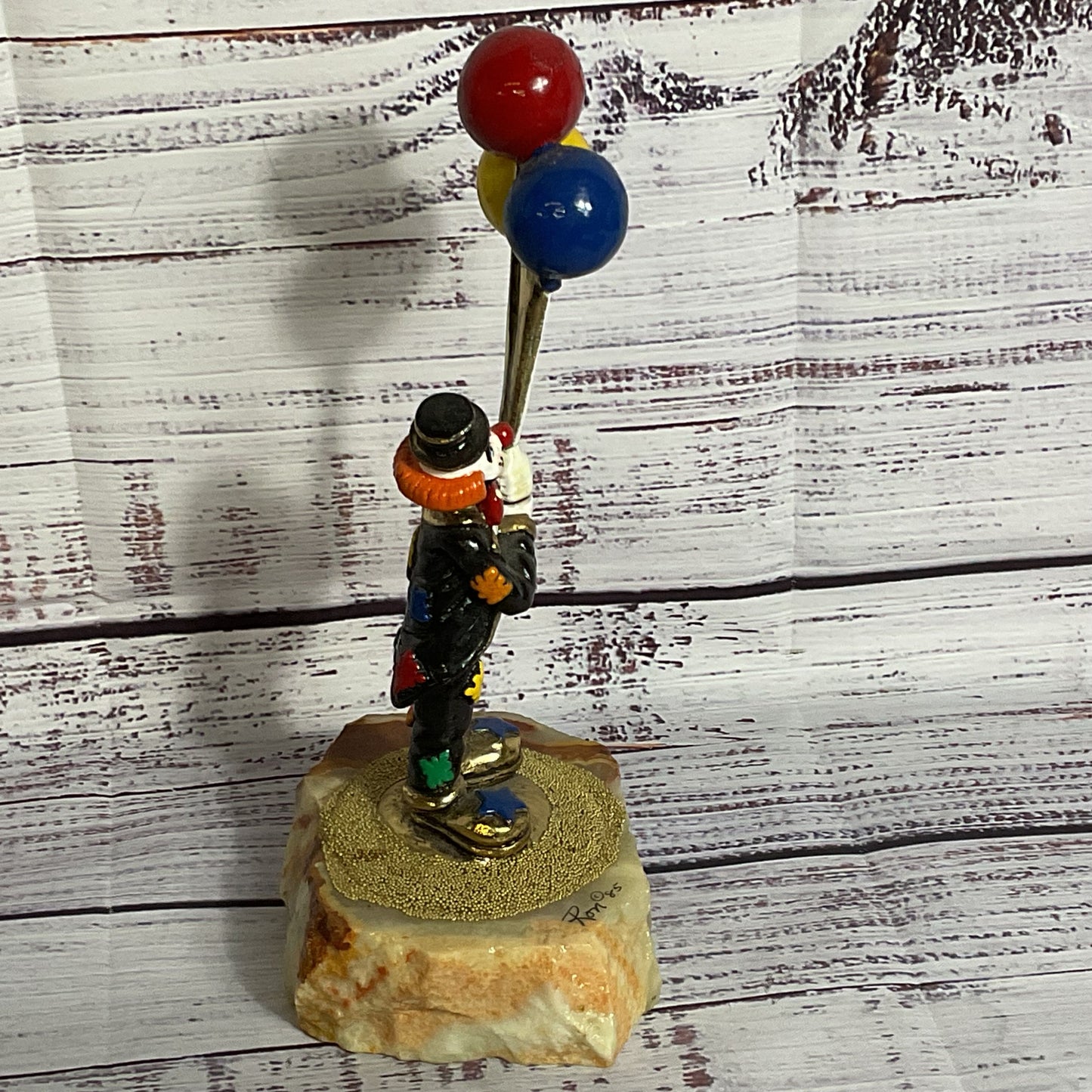 VTG. RON LEE 24k Gold Plated Clown with Balloons Sculpture 7"