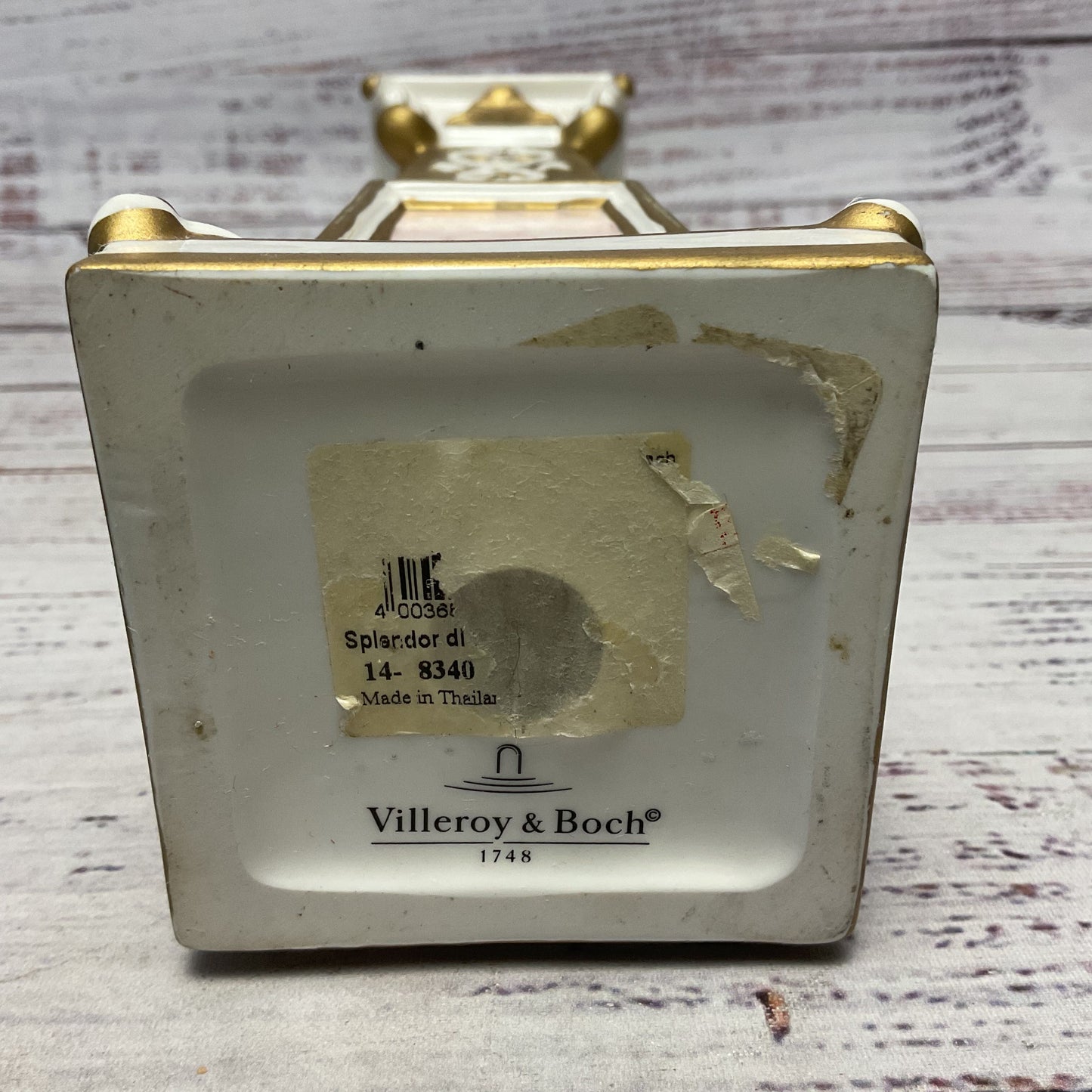 Villeroy & Boch Splendor Di Marmo Gilded Ceramic 9" Candle Stick Holder