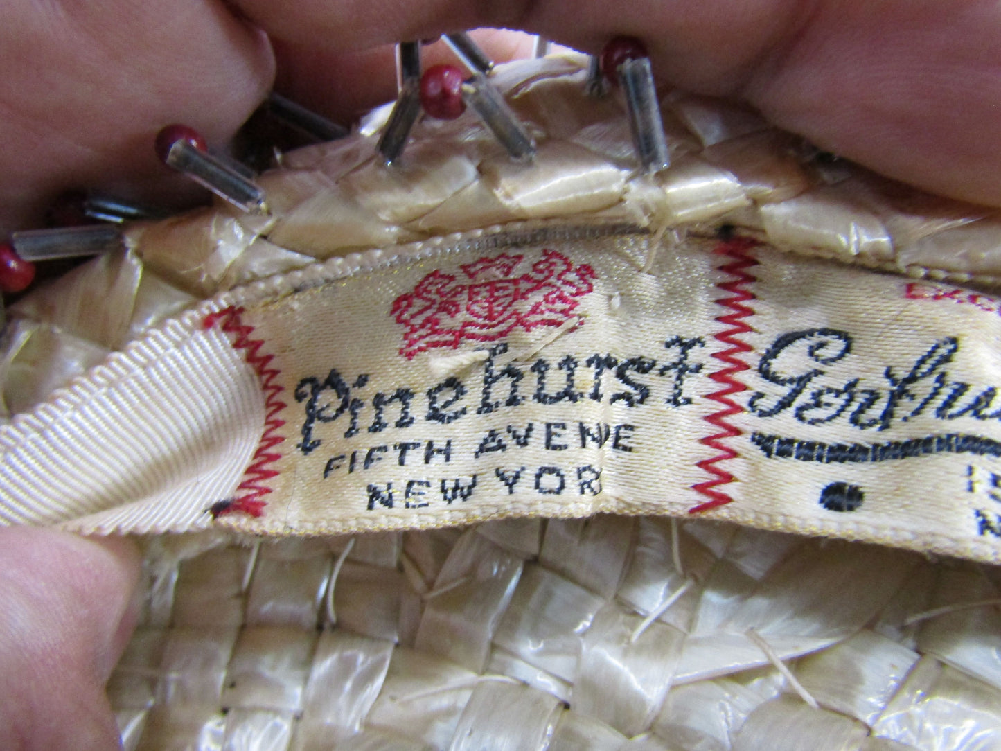 1950's Gertrude Sheedy for Pinehurst Women's Woven Beaded Straw Hat