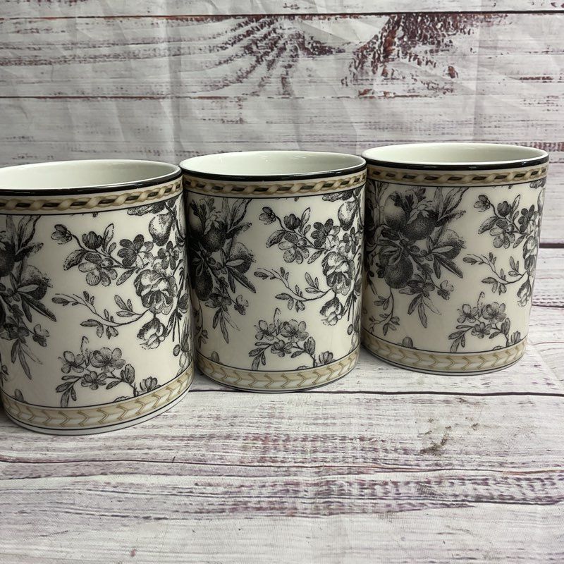 Vintage Royal Doulton Studio Provence Fruit Noir 5 Pc. White Mug Set