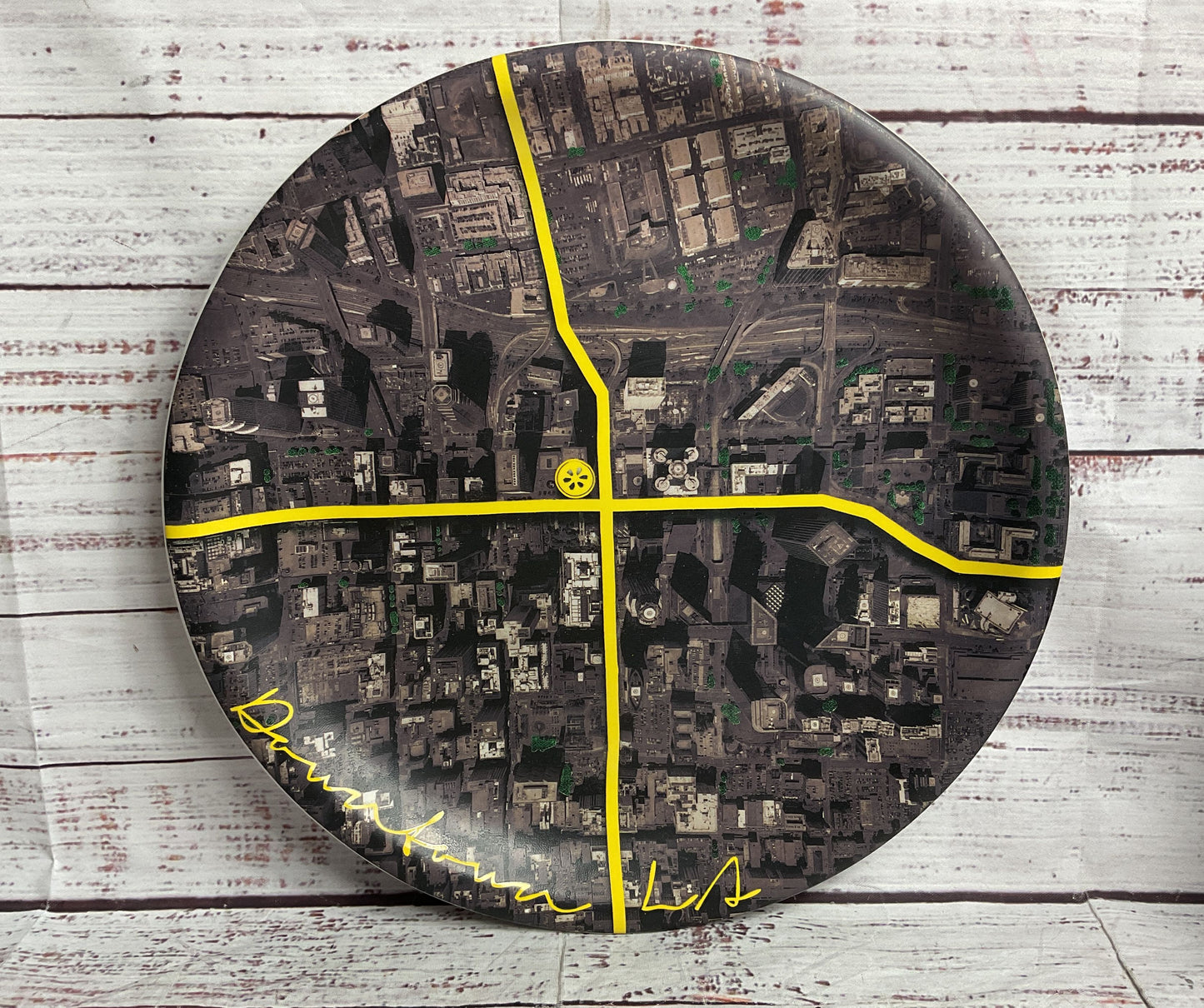 Ilan Dei for Lemonade LA Landmarks Downtown LA Aerial View 11" Plate Multicolor