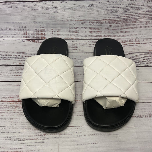 Avellini White Leather Slides Sandal Slipper Women 8.5
