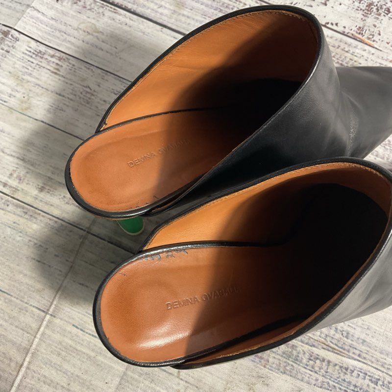 Vetements Green Lighter Heel Black Leather Mule Heel Women's Size 7 Shoes