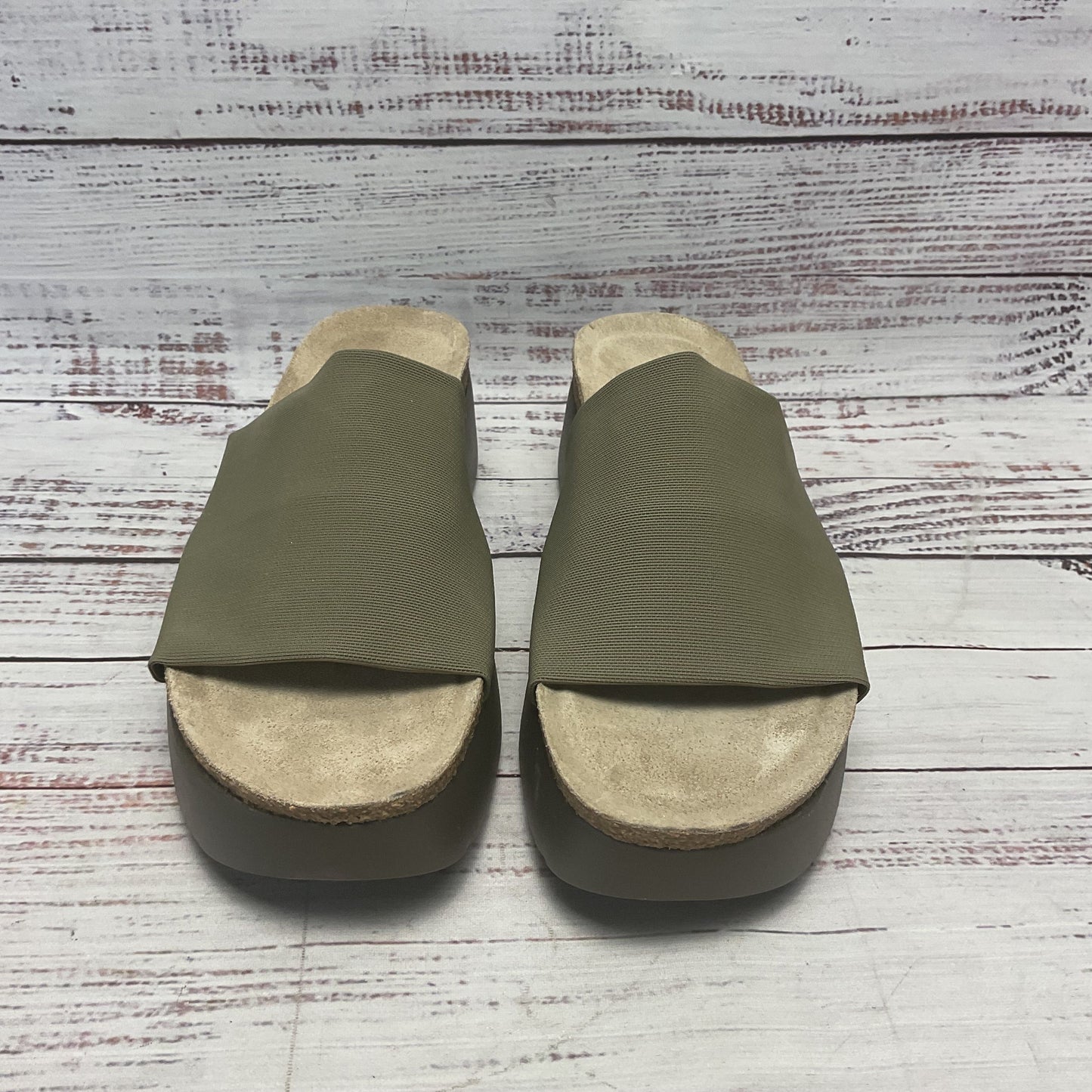 Munro Nalia Green Stretch Fabric Platform Sandal Women Size 7 (AAAA)