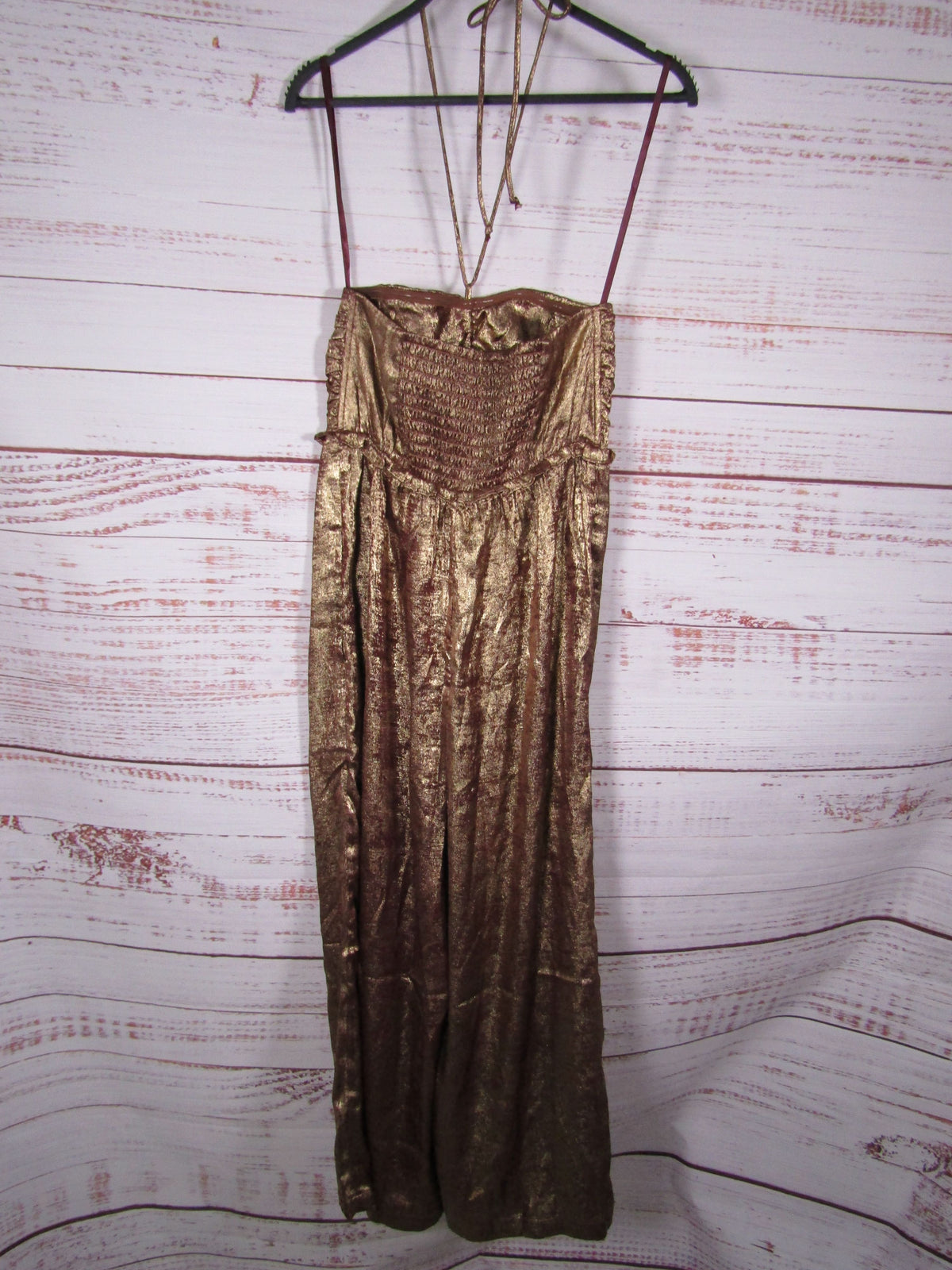 The Odells Metallic Bronze Halter Dress Size XS