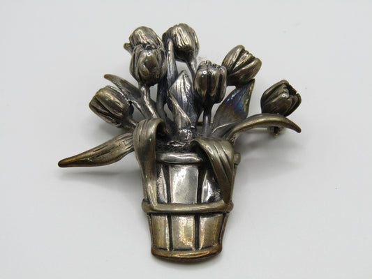 Hand & Hammer A Silver Garden Sterling Silver Floral Brooch Pin