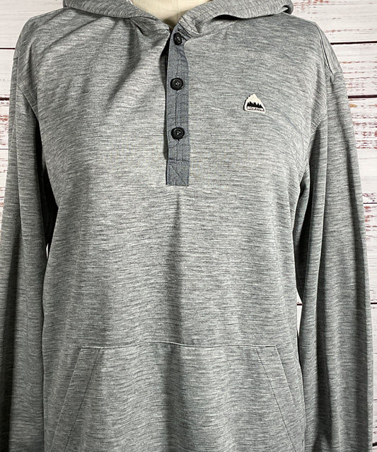 Burton Dexter Hooded Long Sleeve Henley Gray L