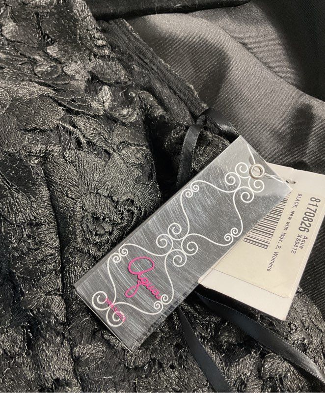 NEW Aqua Women's Black Lace Floral Top Long Gown Dress Size 2