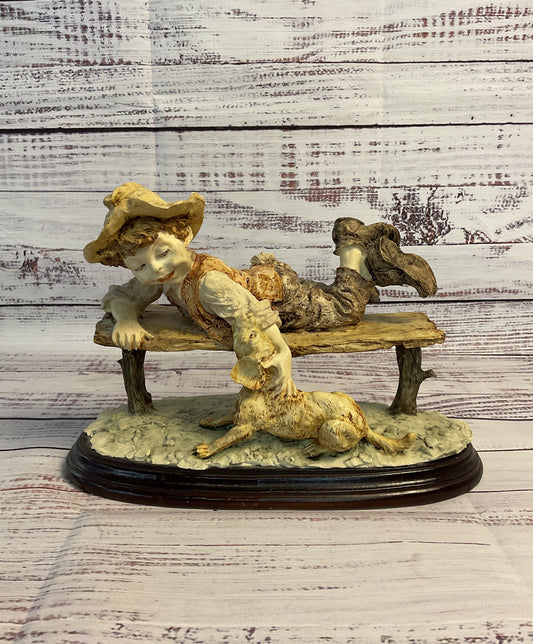 Vintage Duncan Royale Little Boy Petting Dog Collectible