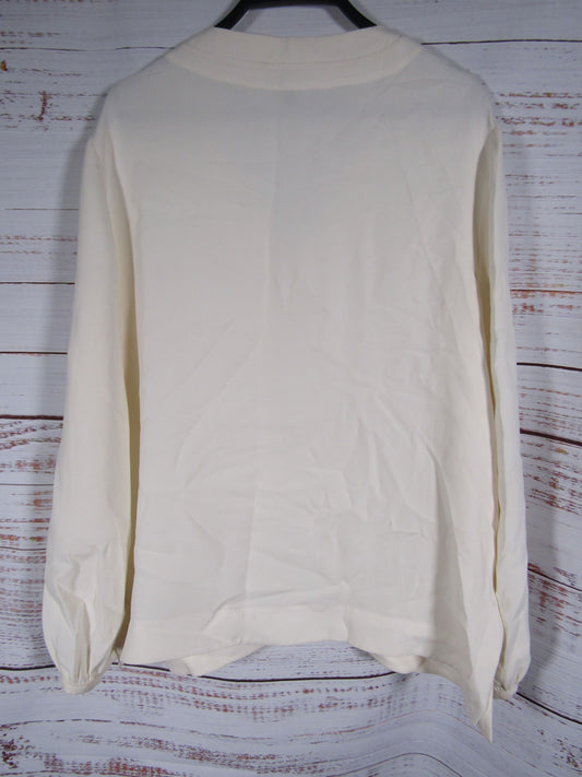 Escada Women's Off White V-Neck Blouse Size 46
